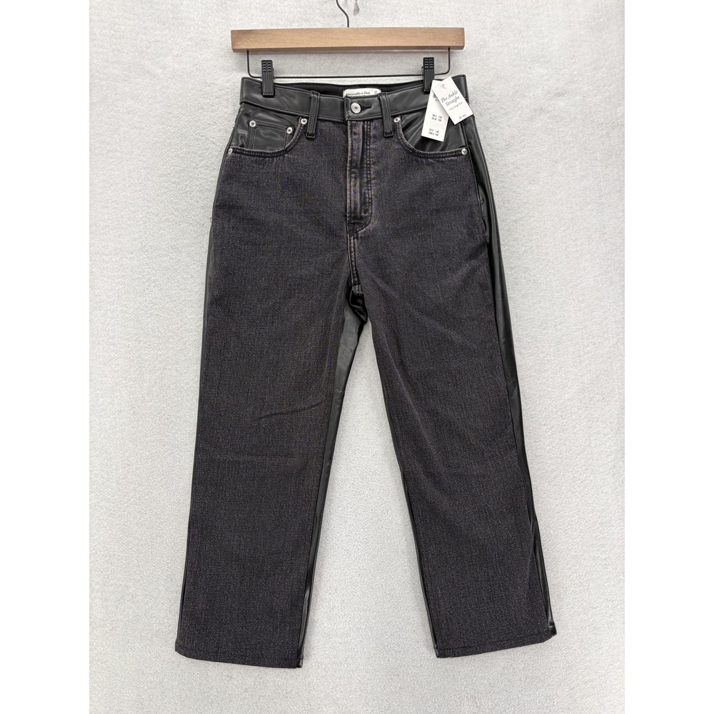 Abercrombie & Fitch The Ankle Straight Jeans Womens 27 XS Charcoal Faux Leather